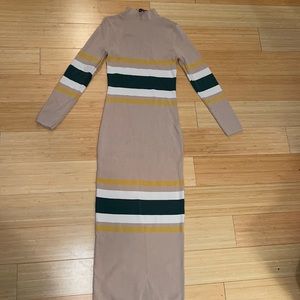 Long Sleeve Striped Midi Dress